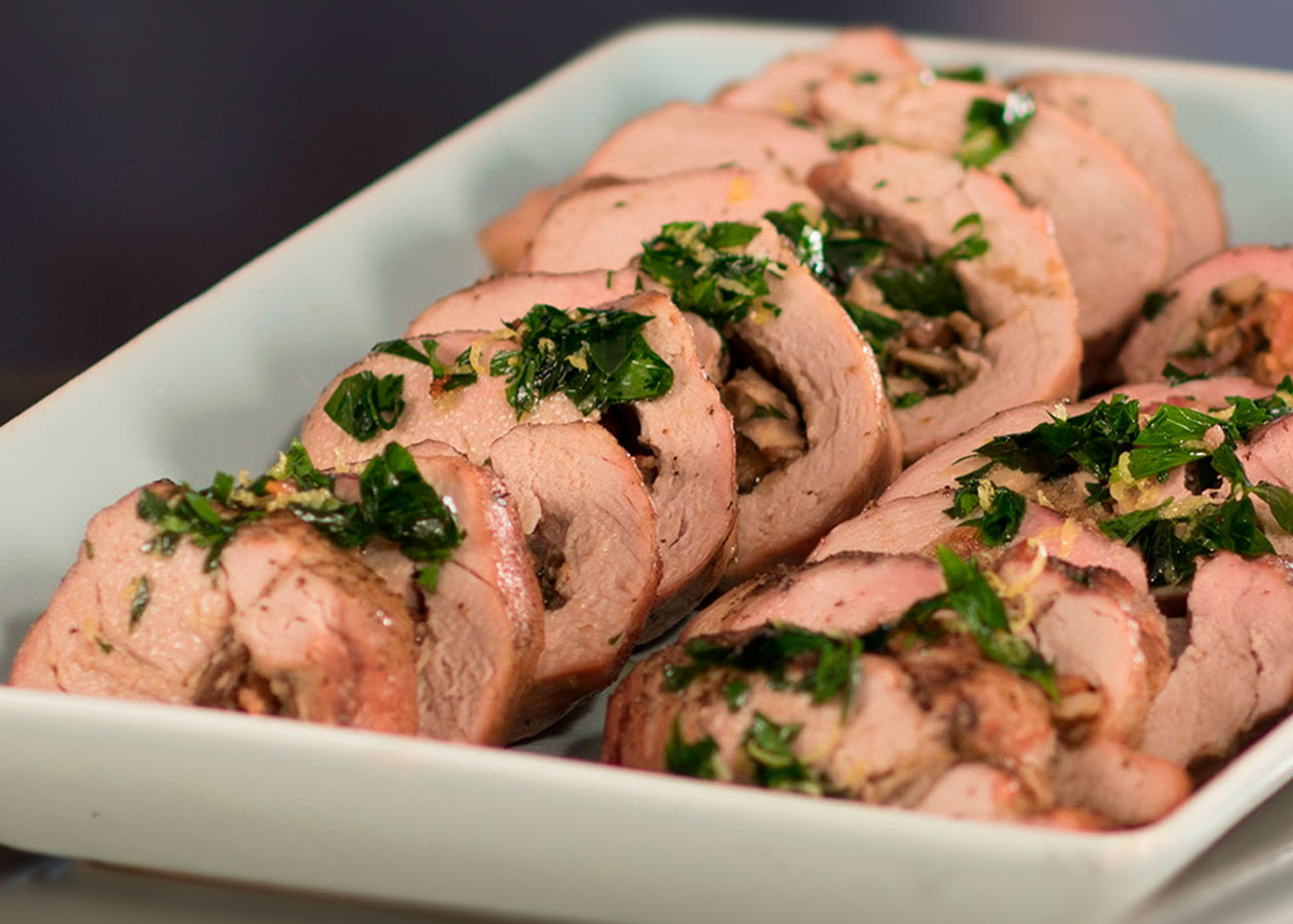 Bacon and Mushroom-Stuffed Pork Tenderloin