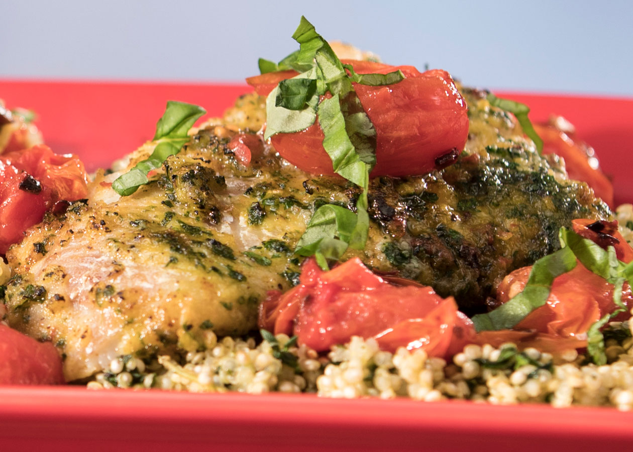 Lemon Parsley Seared Cod Herbed Quinoa