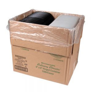 1 Compartment Plastic Containers, 9x9, Hinged, Micro | Packaged