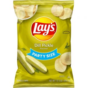 Dill Pickle Flavored Potato Chips Party Size | Packaged