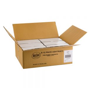 Black Plastic Ashtray | Packaged