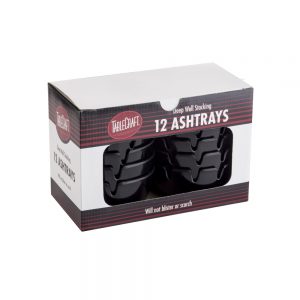 Black Plastic Ashtray | Packaged