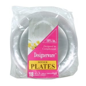 10.25 Inch Plastic Plates, Clear | Packaged