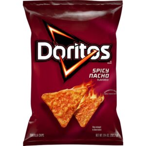 Family Size Spicy Nacho Flavored Tortilla Chips | Packaged