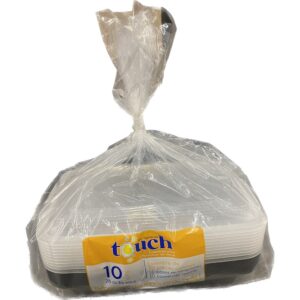 Plastic 28 oz. Containers, Rectangular, Black, with Lid | Packaged