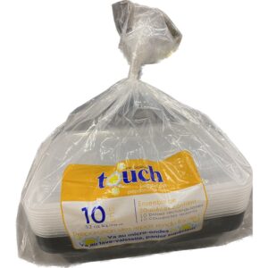 Plastic 32 oz. Containers, Rectangular, Black, With Lids | Packaged