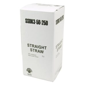STRAW 7.75" BLK UNWRPD 50-250CT BNYN | Packaged