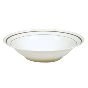 10 Ounce Plastic Bowls, Ivory with Gold Trim | Raw Item