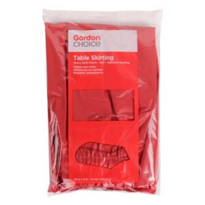 Red Plastic Table Skirt | Packaged