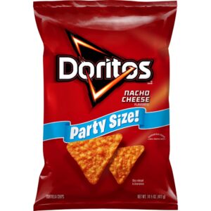 Party Size Nacho Cheese Flavored Tortilla Chips | Packaged