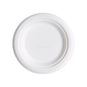 6 Inch Sugarcane Plates, Natural White | Raw Item