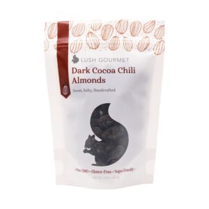 Dark Cocoa Chili Almonds | Packaged