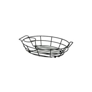 Oval Basket, Black, Wire, with Ramekin Holder | Raw Item