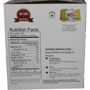 Chef Ernesto French Toast Sticks | pkg back