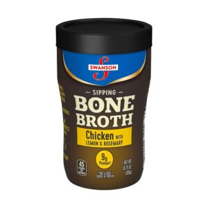 Sipping Chicken Bone Broth with Lemon and Rosemary | Packaged