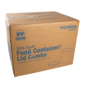 CONT PPR 32Z KRFT W/LID 250CT | Corrugated Box