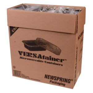 Plastic Containers, 38 oz., with Lid, Black | Packaged