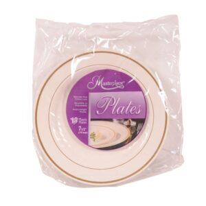 7 1/2″ Ivory Plastic Plates | Packaged