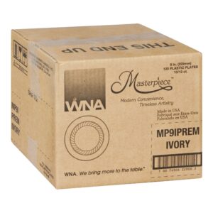 9″ Ivory Plastic Plates | Corrugated Box