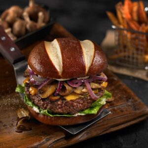 Sliced Pretzel Hamburger Buns, 4″ | Styled