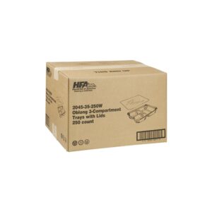Foil Containers, 3-Compartment, with Foil Board Lid | Corrugated Box