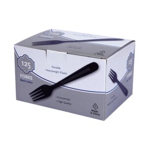 Finesse Black Plastic Forks | Packaged
