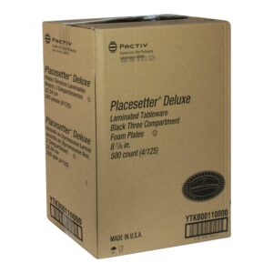 3 Compartment Foam Plates, Laminated, Black, 9″ | Corrugated Box