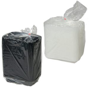 Black 30 oz. 2 Compartment Plastic Containers with Lids | Packaged