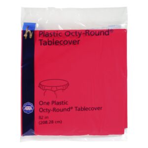 TBLCVR PLAS OCTY RND RED 82″ 12CT | Packaged
