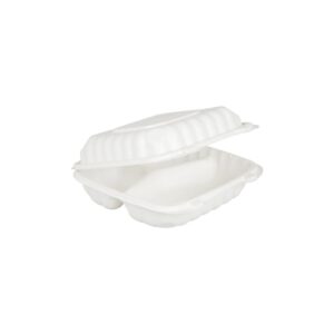 White Hinged 8×8 3 Compartment MFPP Containers | Raw Item