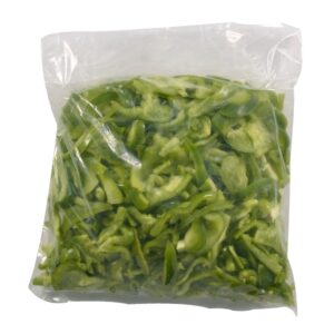 3# GREEN PEPPER STRIPS 3/16″ CUT | Packaged