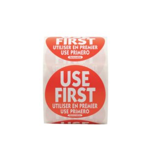 LABEL “USE FIRST” 2″ RND 500CT | Raw Item