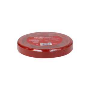 7″ Red Plastic Plate | Packaged