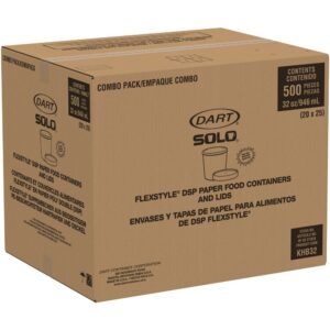 CONT PPR 32Z WHT W/LID FLT 10-50CT | Corrugated Box