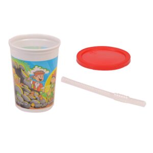 CUP PLAS W/LID&STRW KIDS 12Z 250 WNA | Raw Item