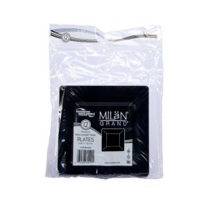 6″ Square Black Plastic Plates | Packaged