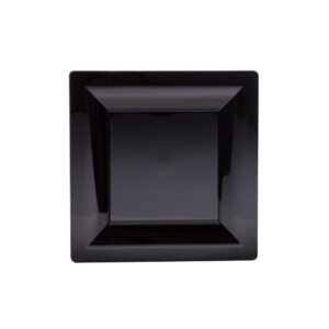 6″ Square Black Plastic Plates | Raw Item