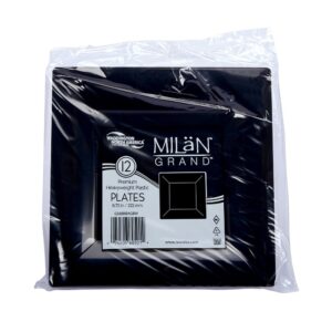 Plate Plst 9″ Sq Blk 1-12ct | Packaged