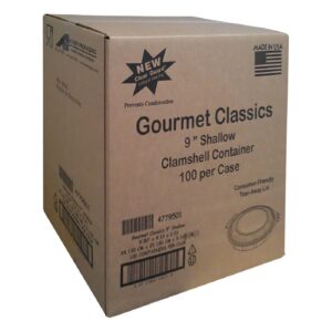 CONT PLAS 9″ BLK HNGD 100CT GOURMCL | Corrugated Box