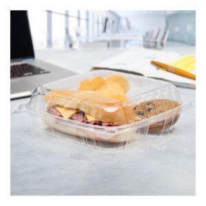 CONT PLAS 3CMPT 8X9 CLR HNGD 2-100 | Styled