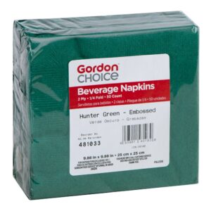Hunter Green Beverage Napkin | Packaged