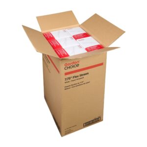 7.75″ Wrapped White Flex Straws | Packaged
