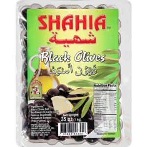 SHAHIA OLIVES BLACK VACUUM PACK 1KG | Packaged