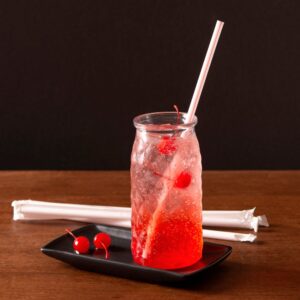 Giant White with Red Stripe Straws | PWB