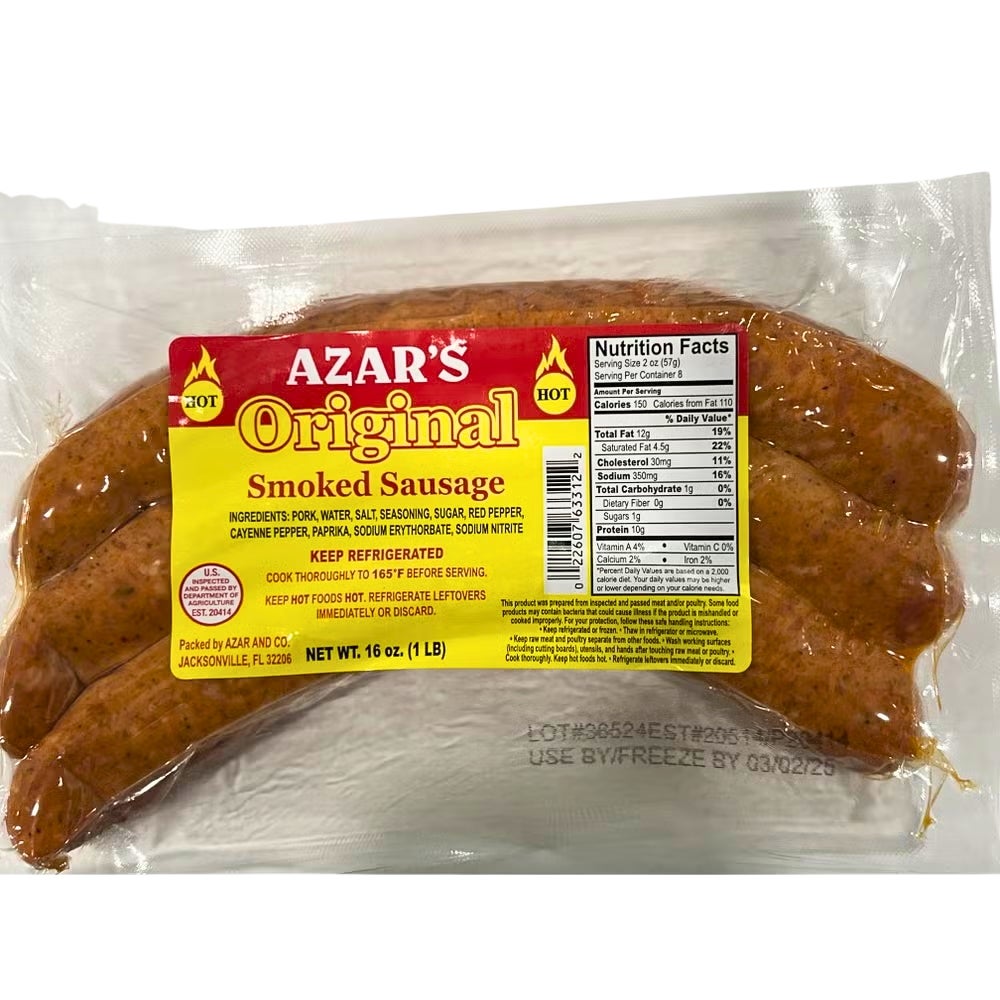 Azar Hot Smk Saus Link 14Z - Gordon Restaurant Market